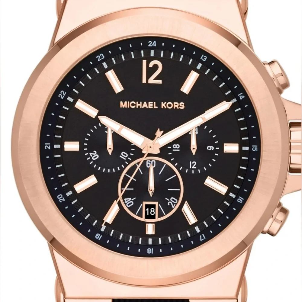 Men’s Michael Kors Watch 2015 Dylan Style MK8184 Rose Gold & Black In Box